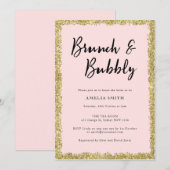 Pink and Gold Glitter Vrijgezellenfeest Party Kaart (Voorkant / Achterkant)