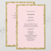 Pink and Gold Glitter Wedding Program (Voorkant / Achterkant)