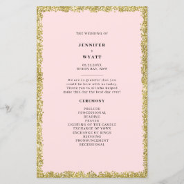 Pink and Gold Glitter Wedding Program