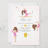 Pink and Gold Gymnastics 1st Birthday Party Kaart (Voorkant)