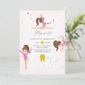 Pink and Gold Gymnastics 1st Birthday Party Kaart (Staand voorkant)