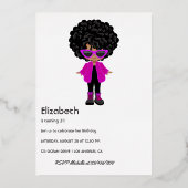 Pink and Gold Neon African American Birthday Folie Uitnodiging (Achterkant)