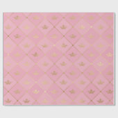 Pink and Gold Paris Folie Crown Pattern Cadeaupapier (Vlak)