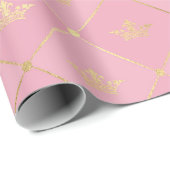 Pink and Gold Paris Folie Crown Pattern Cadeaupapier (Rol Hoek)