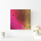 Pink And Gold Pattern Vierkante Klok (Huis)