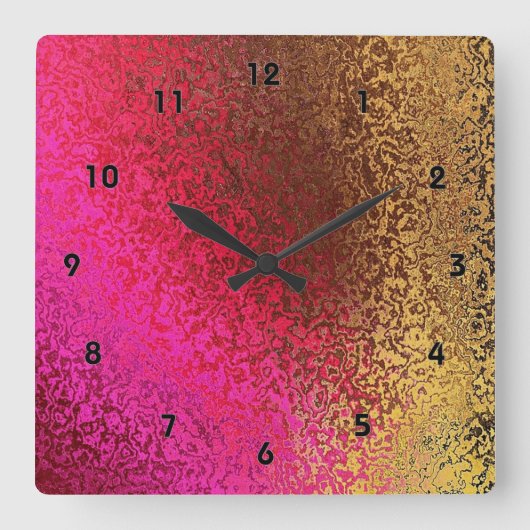 Pink And Gold Pattern Vierkante Klok (Voorkant)