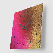Pink And Gold Pattern Vierkante Klok (Hoek)