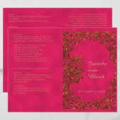 Pink and Gold Peacock Hindu Wedding Programme (Voorkant / Achterkant)