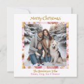 Pink and Gold Personalized Christmas Feestdagenkaart (Voorkant)