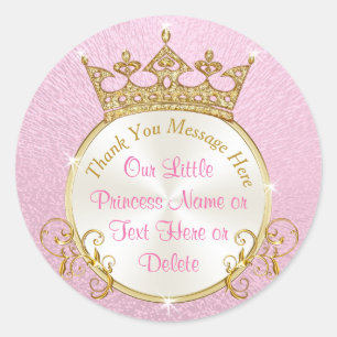 Pink and Gold Personalized Princess Stickers