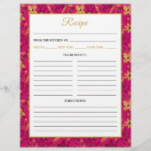 Pink and Gold Poinsettia Flowers Recipe Page Flyer (Voorkant)