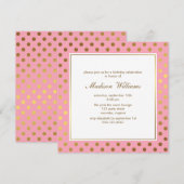 Pink and Gold Polka Dots Birthday Kaart (Voorkant / Achterkant)