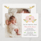 Pink and Gold Pumpkin Baby Geboorteaankondiging Aankondiging (Voorkant / Achterkant)