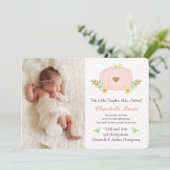 Pink and Gold Pumpkin Baby Geboorteaankondiging Aankondiging (Staand voorkant)