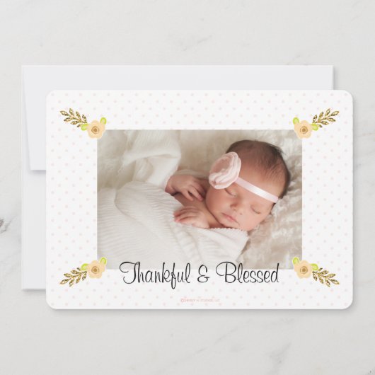 Pink and Gold Pumpkin Baby Geboorteaankondiging Aankondiging (Achterkant)