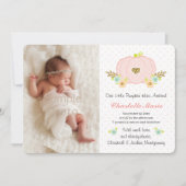 Pink and Gold Pumpkin Baby Geboorteaankondiging Aankondiging (Voorkant)