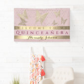 Pink and Gold Quinceanera Birthday Spandoek (Insitu)