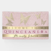 Pink and Gold Quinceanera Birthday Spandoek (Horizontaal)