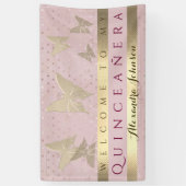 Pink and Gold Quinceanera Birthday Spandoek (Verticaal)