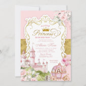 Pink and Gold Royal Princess Baby Shower  Kaart (Voorkant)