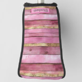 Pink and Gold Rustic Faux Wood Personalized Golfheadcover (Draai 90)