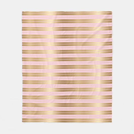 Pink and gold stripes pattern fleece deken (Voorkant)