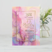 Pink and Gold Surprise 75th Birthday Party Kaart (Staand voorkant)