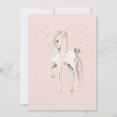 Pink and Gold Unicorn Birthday Invitation Magical Kaart (Achterkant)