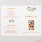 Pink And Gold Woman Celebration Of Life Program (Voorkant)