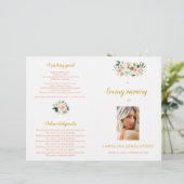 Pink And Gold Woman Celebration Of Life Program (Staand voorkant)