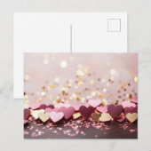pink and golden hearts on golden glitter  briefkaart (Voorkant / Achterkant)