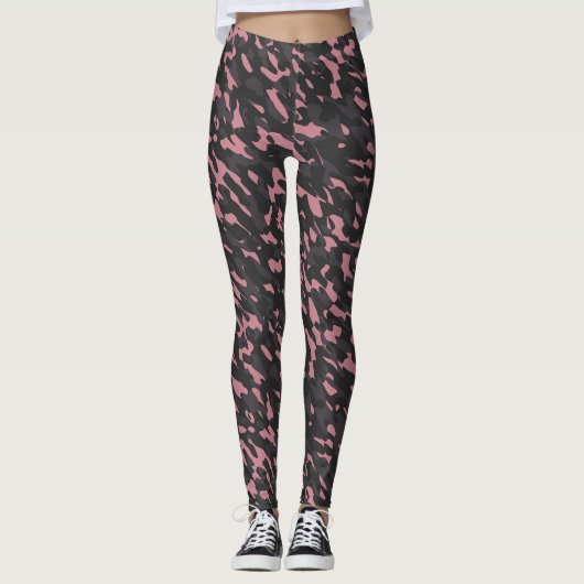 pink and gray camo abstract leggings (Voorkant)