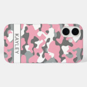 Pink and Gray Camouflage Personalized Case-Mate iPhone Case (Achterkant (horizontaal))
