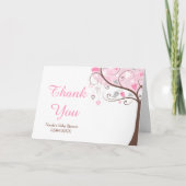 Pink and Gray Floral Bird Baby Shower Thank You Bedankkaart (Voorkant)