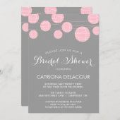 PINK AND GRAY LANTERNS BRIDAL SHOWER INVITATION KAART (Voorkant / Achterkant)