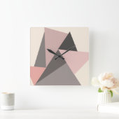 Pink and Gray Mid-century Modern Geometric   Vierkante Klok (Huis)