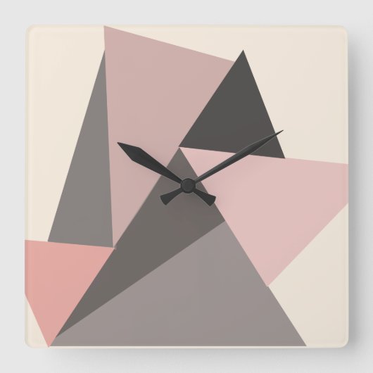 Pink and Gray Mid-century Modern Geometric   Vierkante Klok (Voorkant)