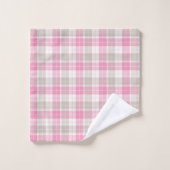 Pink and Gray Plaid Towel Set Bad Handdoek (Wasdoekje)