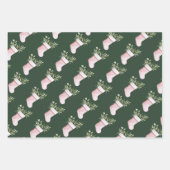 Pink and Green Brushstroke Christmas Flat Wrapping Inpakpapier Vel (Voorkant 2)