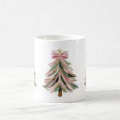 Pink and Green Brushstroke Christmas Tree Mug Koffiemok (Center)