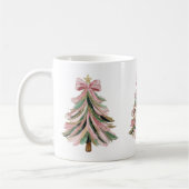 Pink and Green Brushstroke Christmas Tree Mug Koffiemok (Links)