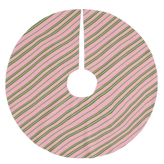 Pink and Green Candy Cane Stripes Kerstboom Rok (Voorkant)