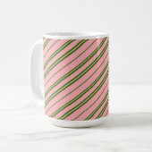 Pink and Green Candy Cane Stripes Koffiemok (Voorkant links)