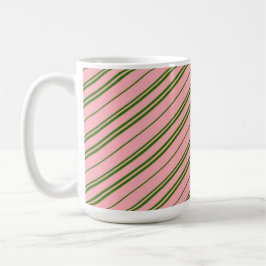 Pink and Green Candy Cane Stripes  Koffiemok