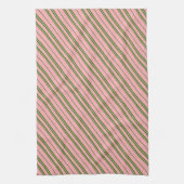 Pink and Green Candy Cane Stripes Theedoek (Verticaal)