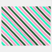 Pink and Green Christmas Candy Stripes Fleece Deken (Voorkant (Horizontaal))
