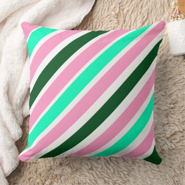 Pink and Green Christmas Candy Stripes  Kussen (Deken)