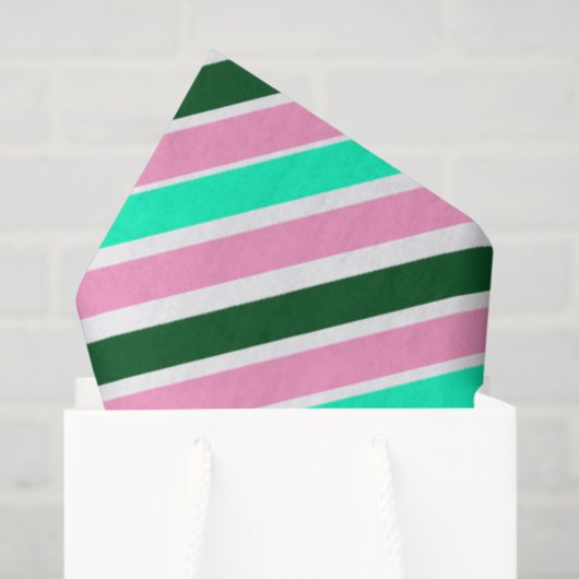 Pink and Green Christmas Candy Stripes  Tissuepapier (Cadeauzakje)