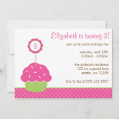 Pink and Green Cupcake Polka Dot Birthday Party Kaart (Voorkant)