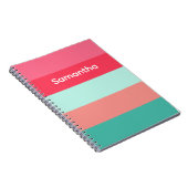 Pink and Green Custom Color Block Striped Notebook Notitieboek (Rechterzijde)